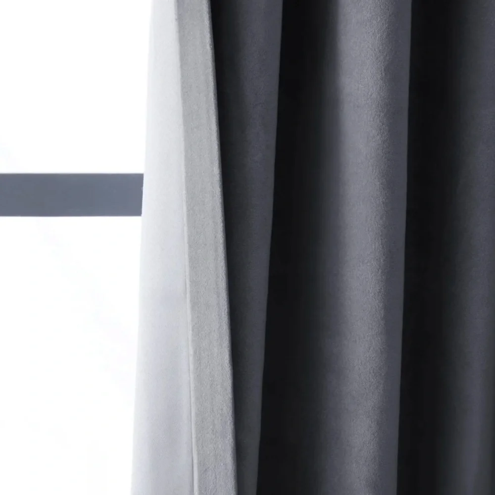 NWOT QUINCE 48x96 Cotton Velvet Room Darkening Curtain Slate 8105